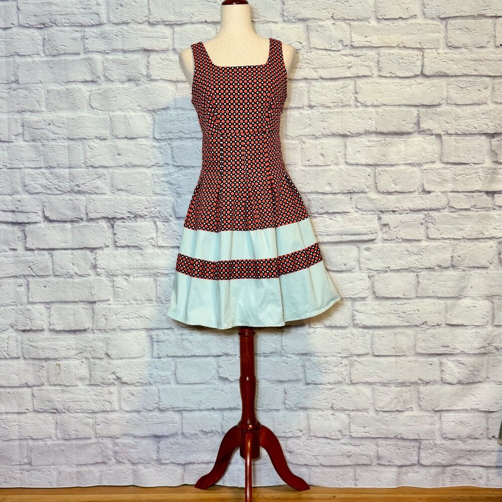 Darling Orange Geometric Print Fit & Flare Mini Dress